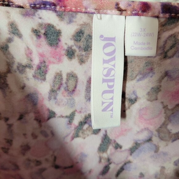 Joyspun Womens Nightgown 3X Plus Adjustable Spaghetti Pink Animal Print ANI9XE - Picture 6 of 10